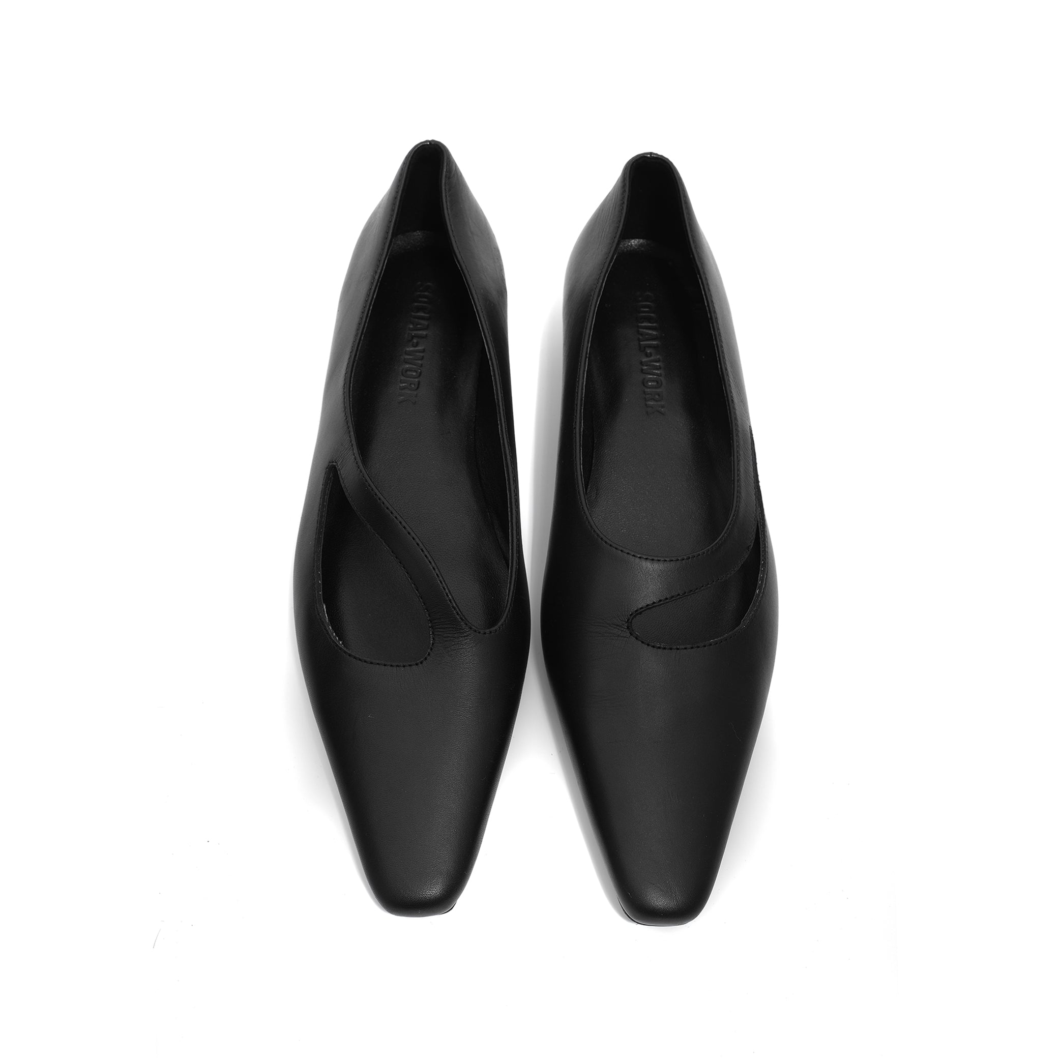 Black Irregular Cut Ballet Flats