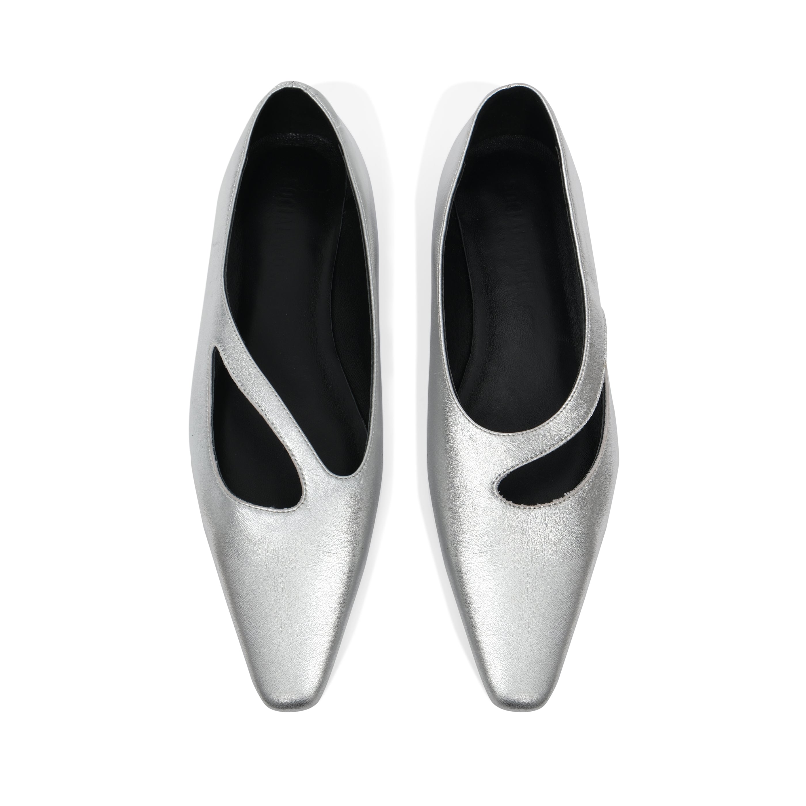 Silver Irregular Cut Ballet Flats