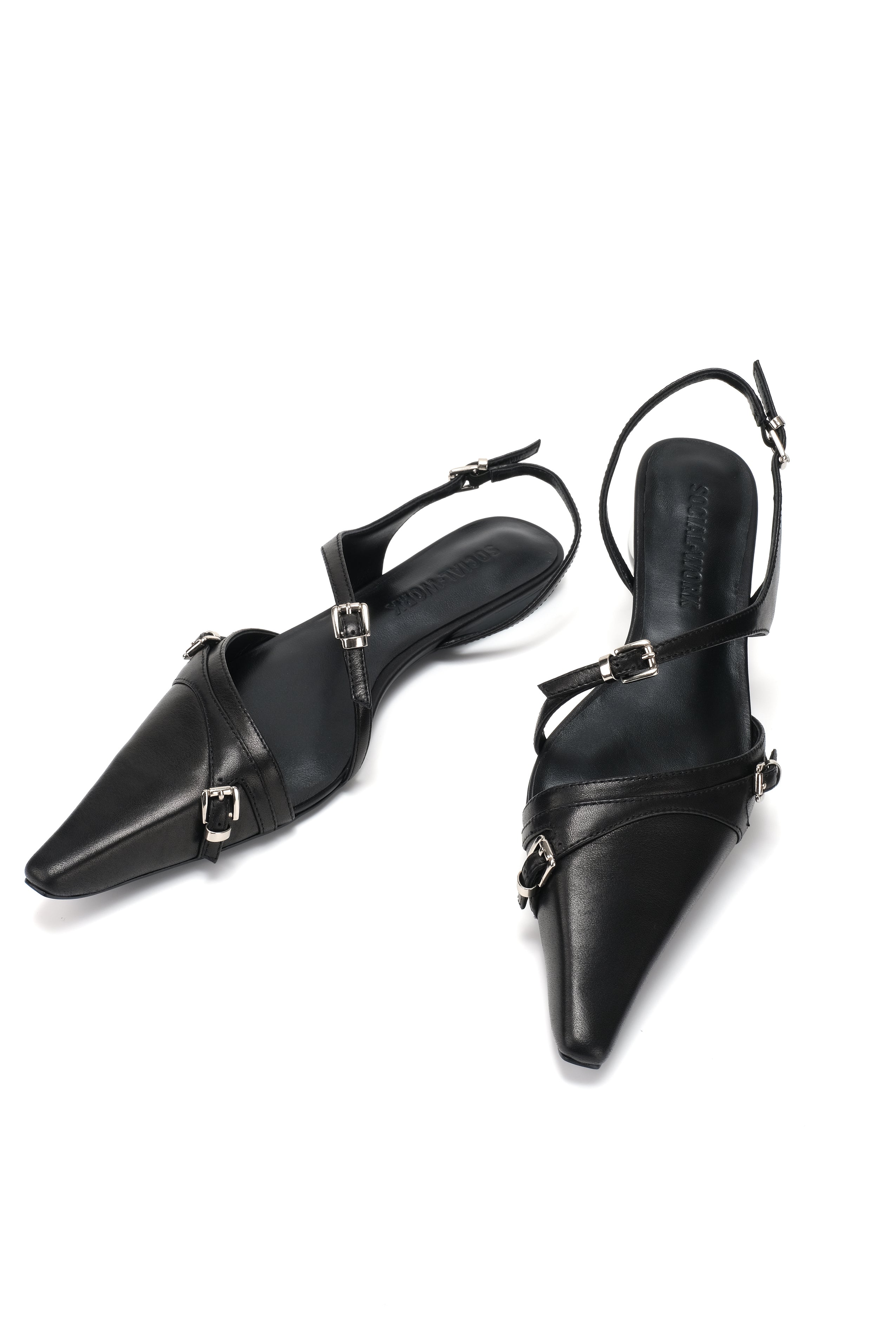 Black Irregular Flat Mules